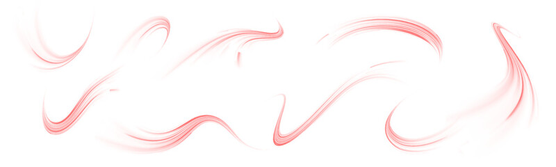 Glowing red speed lines on a dark background. Futuristic motion effect with neon rays. High-tech digital highway, fast-moving cyber road. Vector illustration for modern technology concepts.