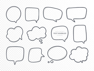 Transparent speech and thought bubbles for adding text in comic or graphic design projects