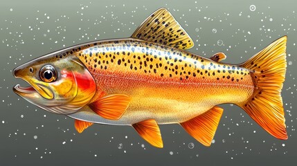 fresh rainbow trout isolated,cartoon illustration style