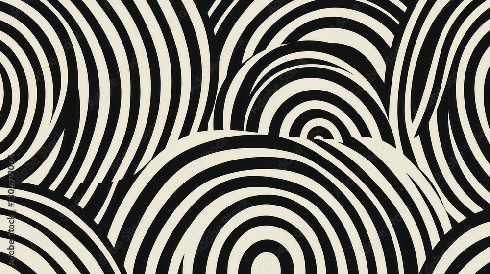 Poster black and white circular striped patterns create an interesting design