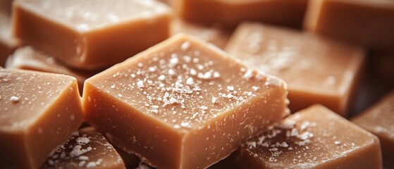 Closeup salted caramel candies