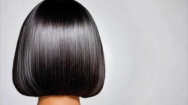 Sleek black bob hairstyle featuring smooth, shiny hair cut with elegance and fashion, showcasing stunning look for any occasion.