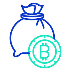 bitcoin bag outline dual color icon