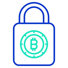 bitcoin lock security outline dual color icon