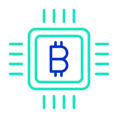 bitcoin chip outline dual color icon
