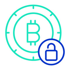 bitcoin unlock outline dual color icon
