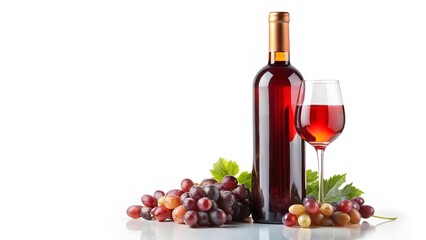 Red Wine Bottle, Grapes, and Glass