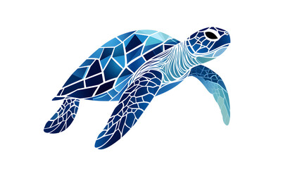 Obraz premium Blue sea turtle vector logo on a white background 