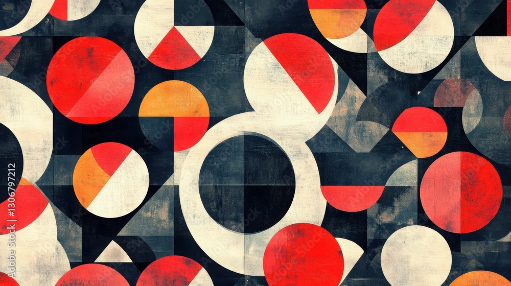 Aufkleber complex geometry composition with circle and triangle on a dark texture