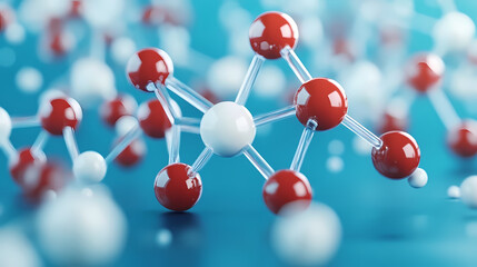 Obraz premium Close-up of Molecular Model with Red and White Balls