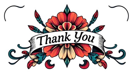 Obraz premium A stunning spring-themed thank you message showcases vibrant flowers and elegant typography, perfect for expressing appreciation during the seasonal celebration