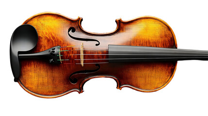 Fototapeta premium Violin Lies Horizontally Isolated on White Background