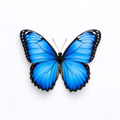 Blue Morpho butterfly isolated on white background	
