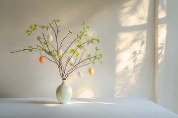 Obraz premium Easter tree with branches vase minimalist easter.