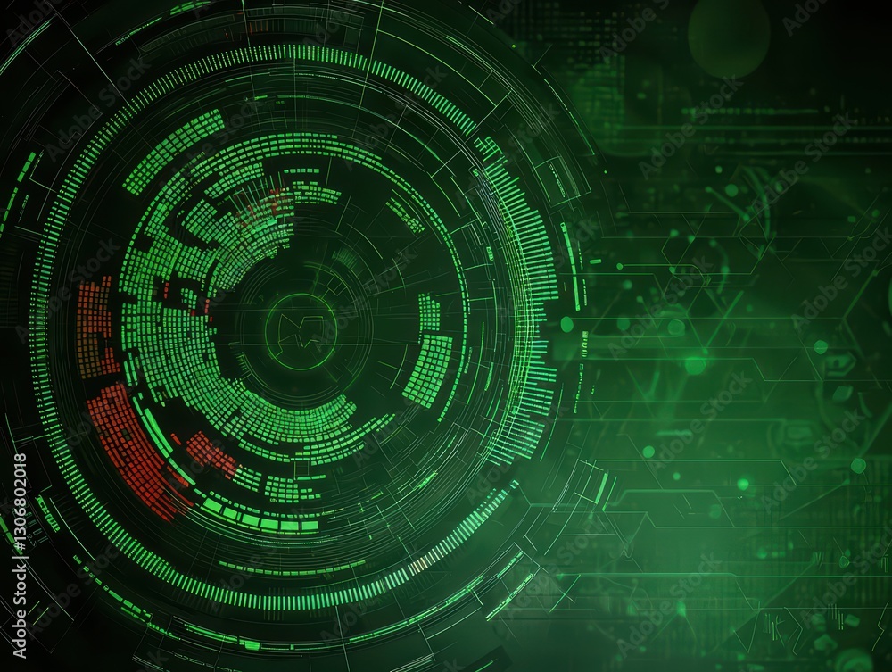 Poster futuristic financial chart with creative data visualization in green and red colors