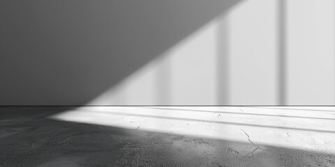 Light gray wall and smooth floor with interesting light reflections. Background for the presentation sunlight from window wallpaper.