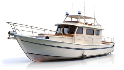 Naklejka premium Luxury Motor Yacht on White Background