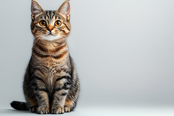 Cat sitting on white background