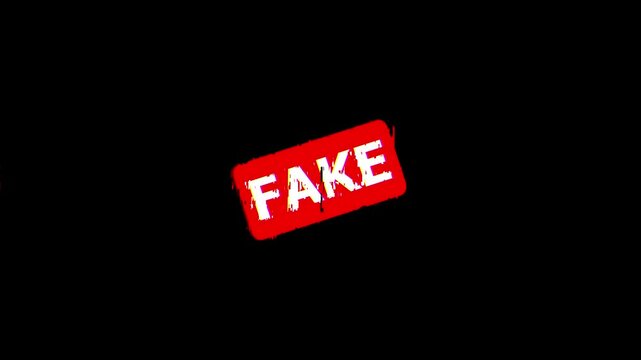 Fake postal stamp, threadbare seal, unmasking and disclosure to public, transparent background footage in 4K Animation.