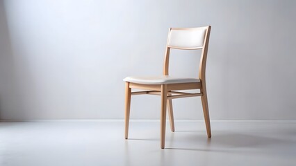 Light Wood Chair with Off-White Upholstery