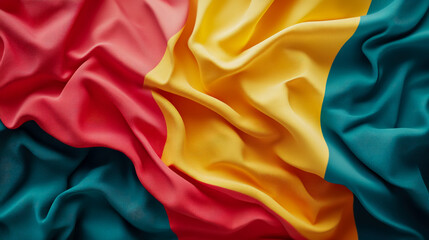 National concept: textile flag with red, yellow, green stripe, design for international identity, background