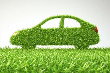 A green car shape made of grass and foliage.