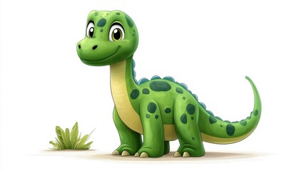 Fototapeta premium green dinosaur toy isolated,cartoon illustration style