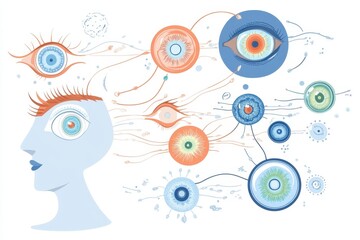 Abstract Eye Concept with Artistic Human Head Illustration