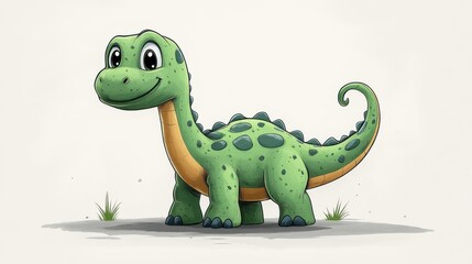 green dinosaur toy isolated,cartoon illustration style