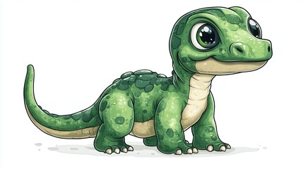 Obraz premium green dinosaur toy isolated,cartoon illustration style
