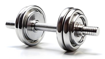 Naklejka premium Chrome Dumbbell on White Background