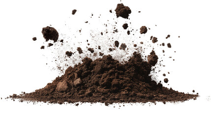 falling soil earth isolated on white or transparent png