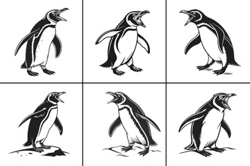 Obraz premium Angry Penguin Silhouette Vector Art Cute Penguin with Fierce Expression