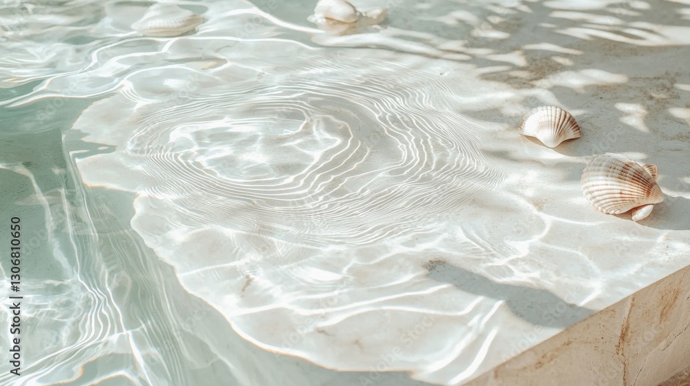 Poster close-up of a white marble surface with a rippled pattern on it. the surface appears to be a pool of