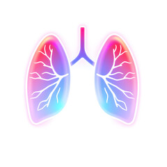 Healthy lungs symbol holographic 3D icon. neon symbol vector illustration isolated on white background. Generative AI