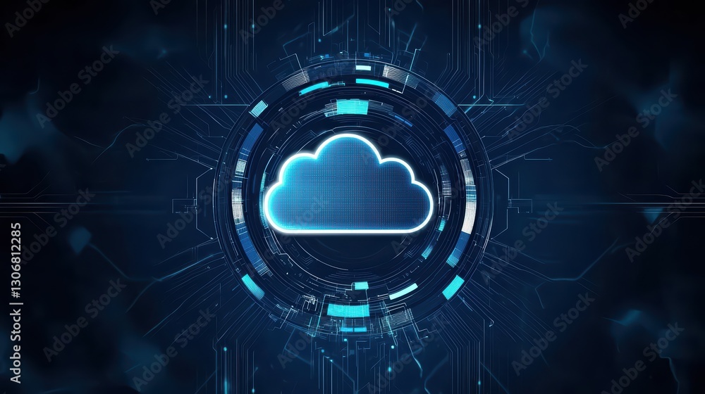 Aufkleber futuristic digital cloud interface with sci-fi elements in a high-tech environment