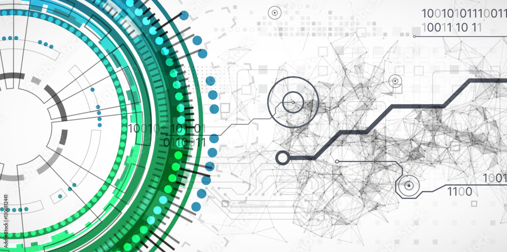 Leinwandbilder Abstraction on the theme of tech circles. Scientific and technological background. Vector background.