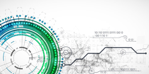 Abstraction on the theme of tech circles. Scientific and technological background. Vector background.