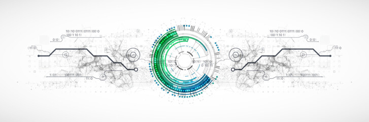 Abstraction on the theme of tech circles. Scientific and technological background. Vector background.