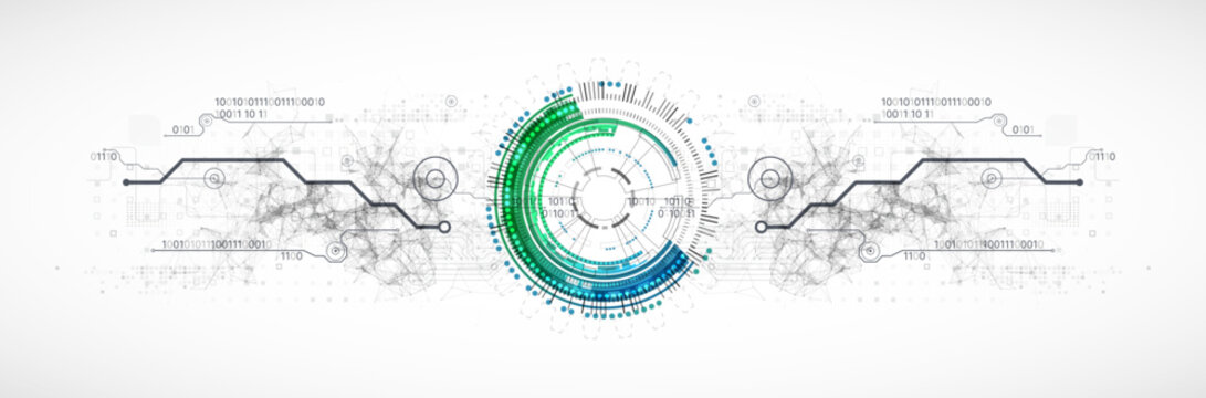 Abstraction on the theme of tech circles. Scientific and technological background. Vector background.