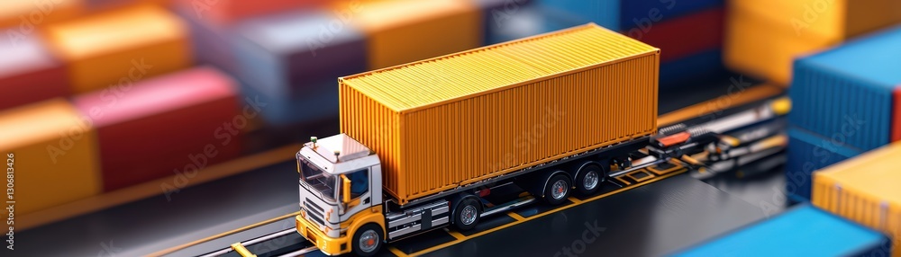 Aufkleber advanced robotic cargo handling system at modern shipping port with colorful containers