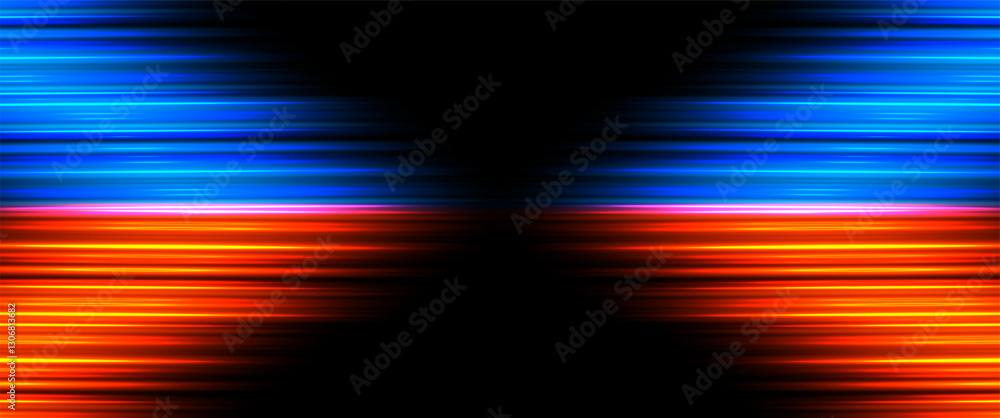 Poster red blue fast lines. fast dynamic background. hot and cold. light trails with motion effect. acceler