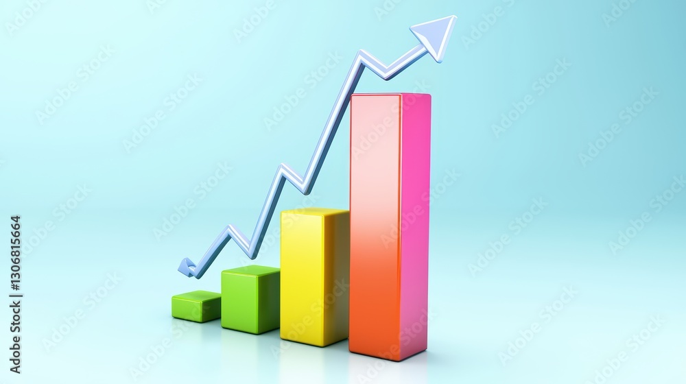 Poster bright transition effect bar chart for financial growth visualization and analysis
