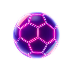 Naklejka premium Soccer ball holographic 3D icon. neon symbol vector illustration isolated on white background. Generative AI