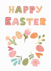 Happy Easter in green pink and beige colors 38