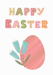 Happy Easter in green pink and beige colors 39