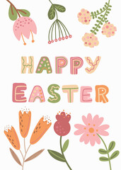 Happy Easter in green pink and beige colors 44