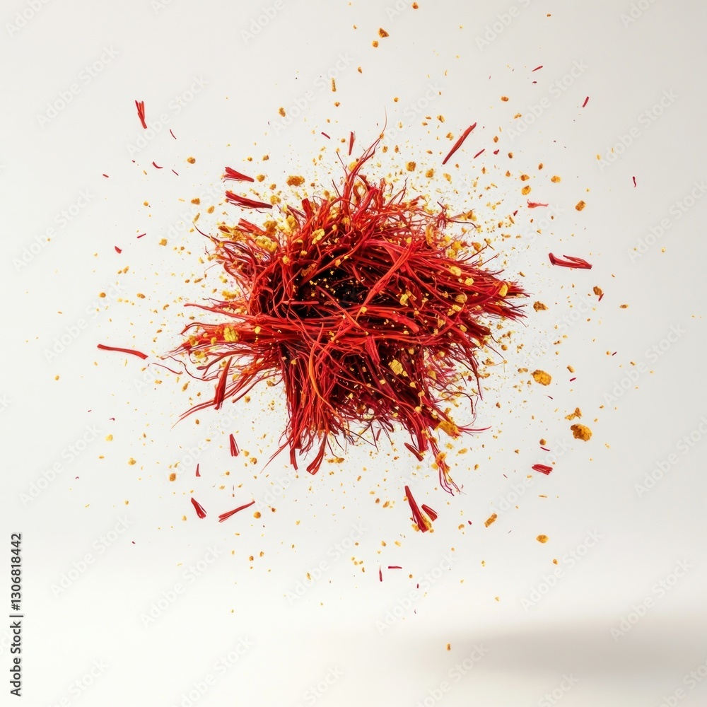 Poster saffron explosion exploding red.