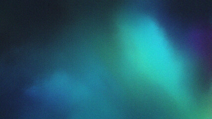 Dark blue green teal gradient abstract background. Vibrant neon color blend with soft noise grain texture. Modern blurred ombre mesh design. Futuristic digital art for technology and creative visuals