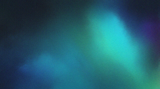 Dark blue green teal gradient abstract background. Vibrant neon color blend with soft noise grain texture. Modern blurred ombre mesh design. Futuristic digital art for technology and creative visuals